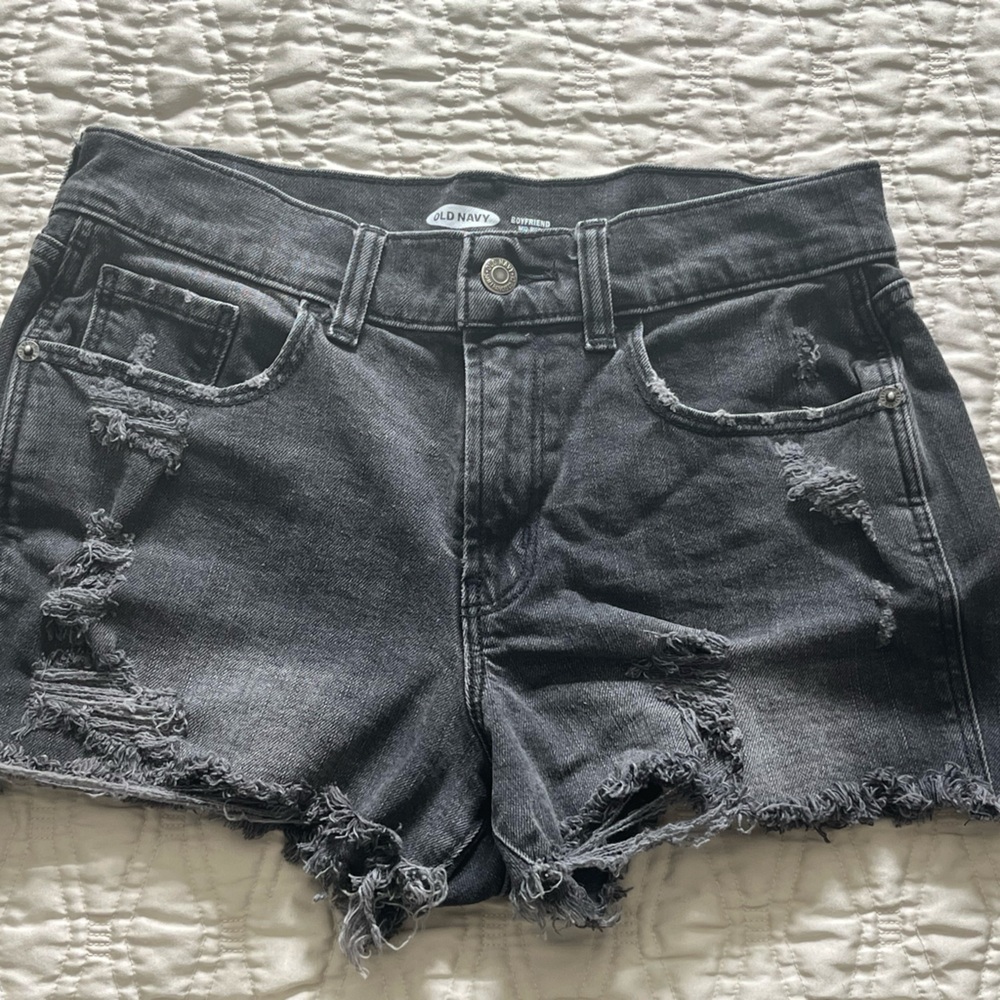 Old Navy Gray Jean Shorts Distressed Frayed Hem